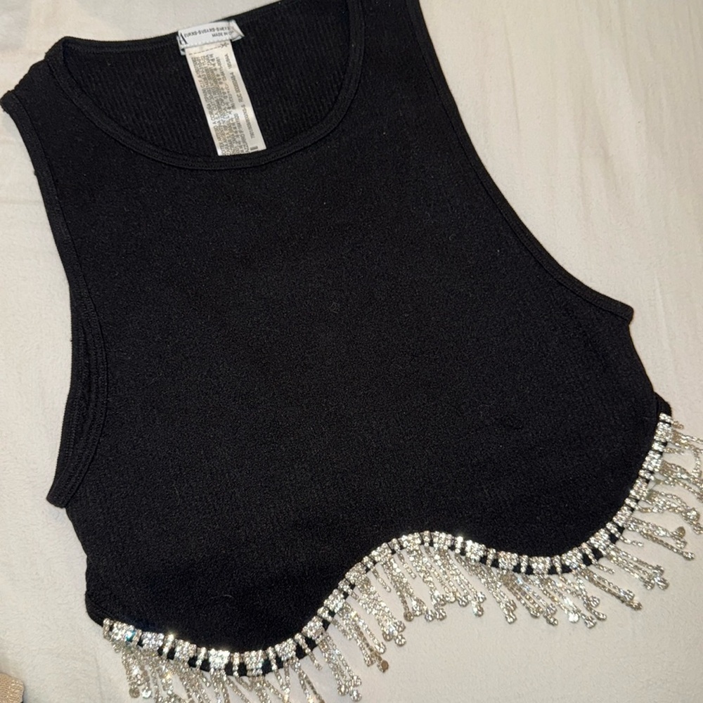 Black Sparkle Crop Top